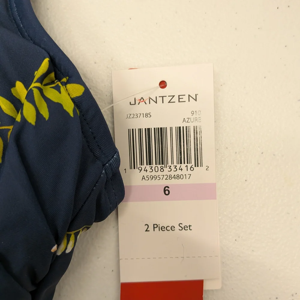 Jantzen Navy Floral Ruched Two-Piece Tankini NWT - Picture 7 of 8